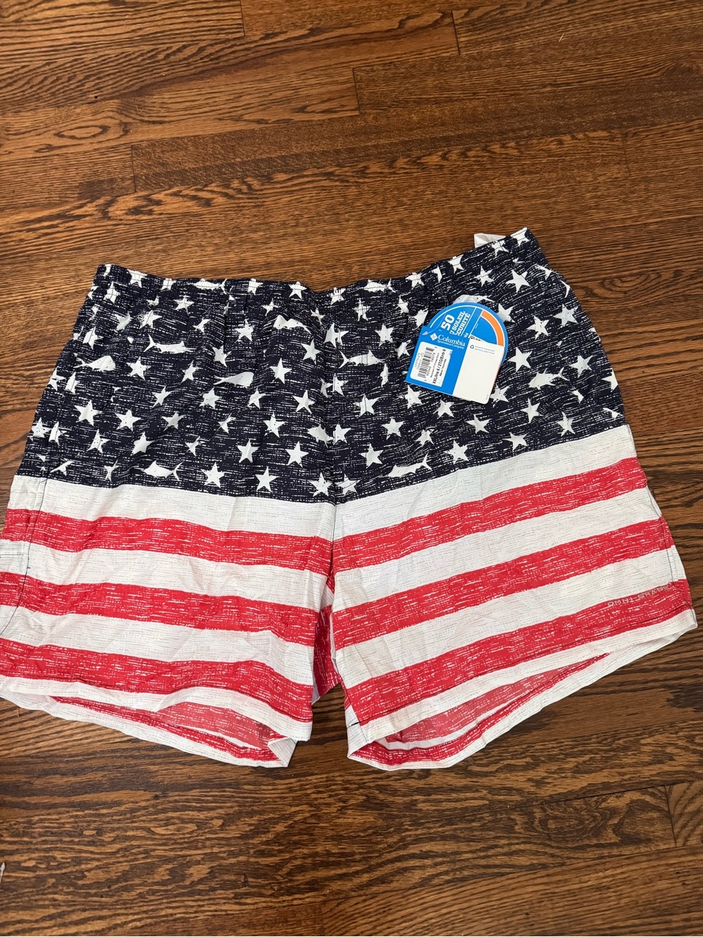 Columbia Men's American Flag Print Swim Shorts - Red White Blue